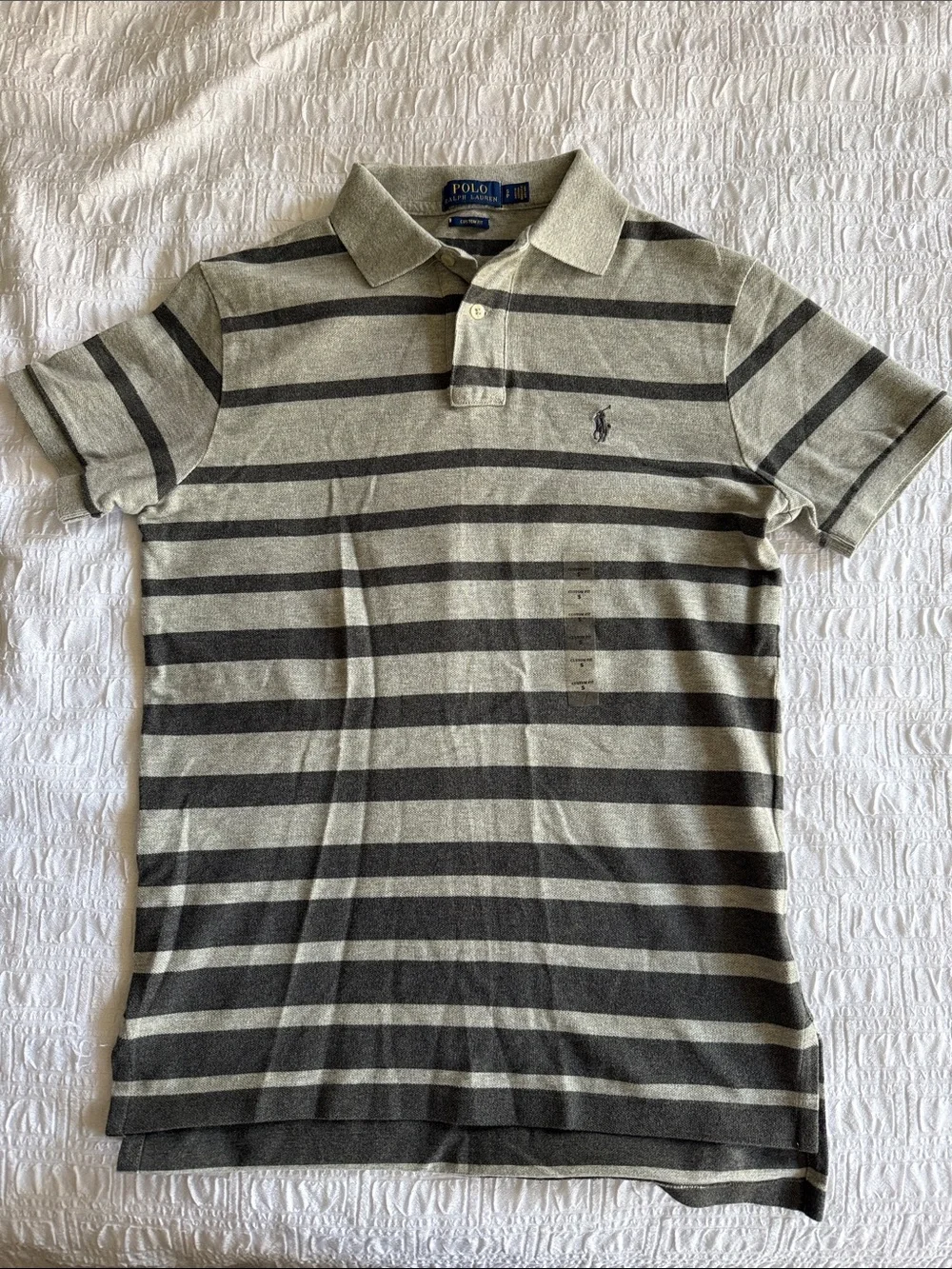 Polo by Ralph Lauren Gray and Dark Gray Striped Polo Shirt